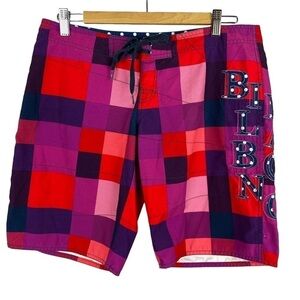 BILLABONG Pink Red Plaid Bermuda Board Shorts Size 7